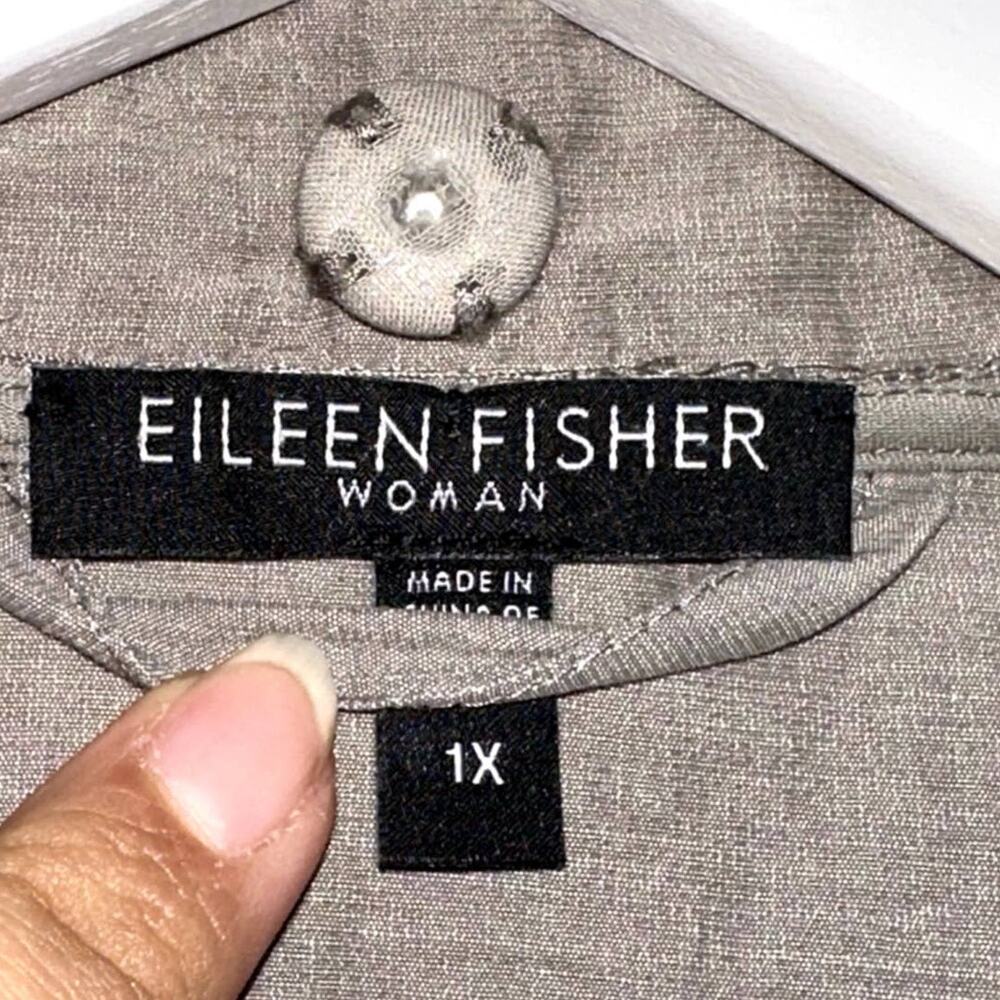 Eileen Fisher Beige Metallic Rumpled Cotton Blend Lightweight Jacket Size 1X - Picture 10 of 11